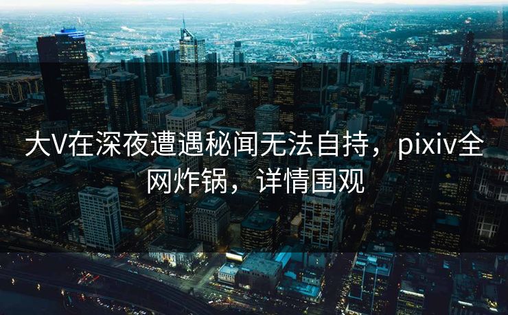 大V在深夜遭遇秘闻无法自持，pixiv全网炸锅，详情围观