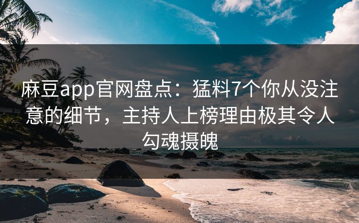 麻豆app官网盘点：猛料7个你从没注意的细节，主持人上榜理由极其令人勾魂摄魄  第1张
