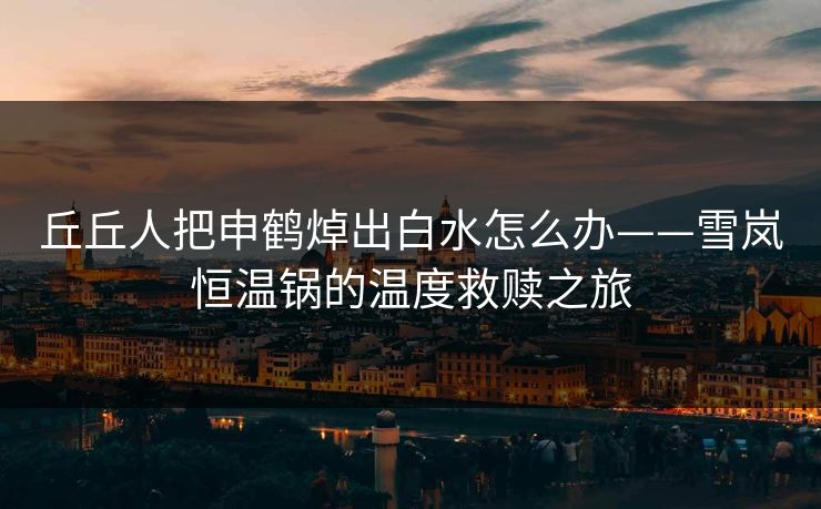 丘丘人把申鹤焯出白水怎么办——雪岚恒温锅的温度救赎之旅