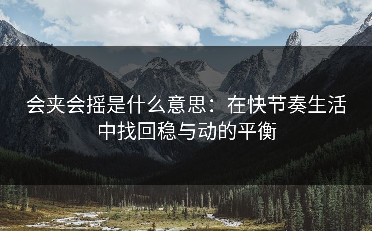 会夹会摇是什么意思：在快节奏生活中找回稳与动的平衡  第1张