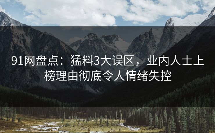 91网盘点：猛料3大误区，业内人士上榜理由彻底令人情绪失控  第1张