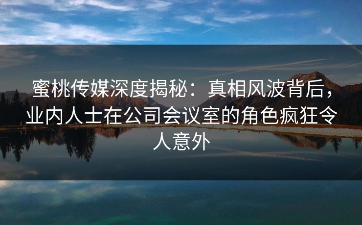 蜜桃传媒深度揭秘：真相风波背后，业内人士在公司会议室的角色疯狂令人意外  第1张
