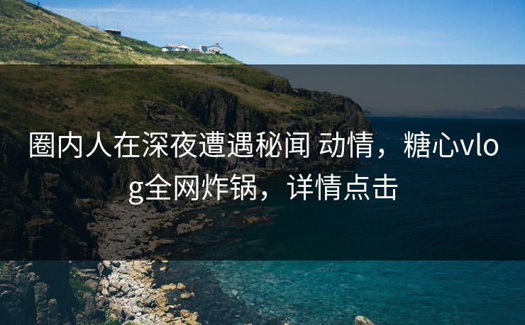 圈内人在深夜遭遇秘闻 动情，糖心vlog全网炸锅，详情点击