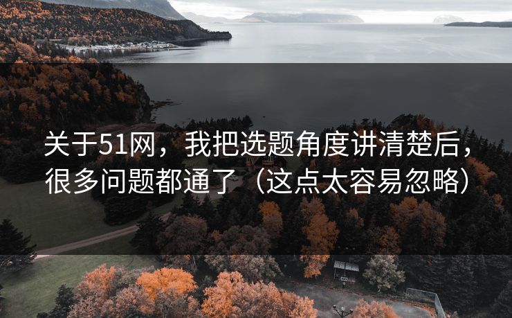 关于51网，我把选题角度讲清楚后，很多问题都通了（这点太容易忽略）
