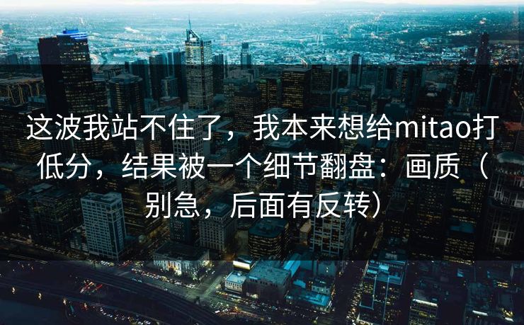 这波我站不住了，我本来想给mitao打低分，结果被一个细节翻盘：画质（别急，后面有反转）