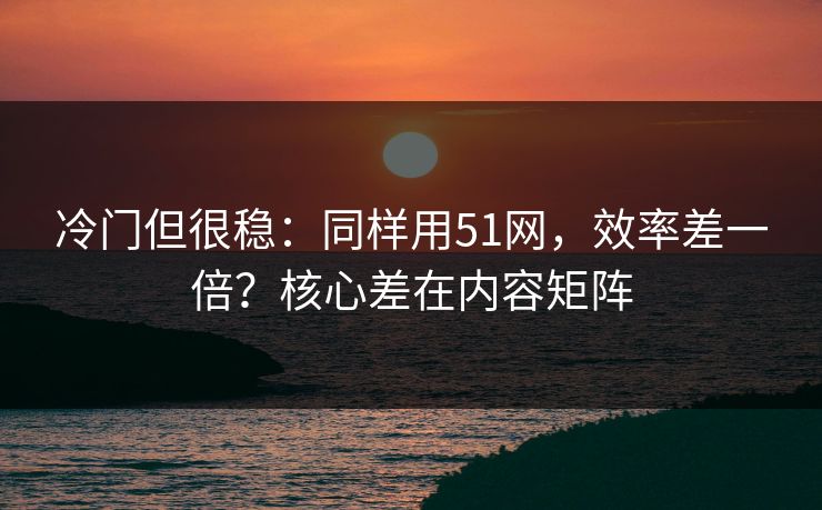 冷门但很稳：同样用51网，效率差一倍？核心差在内容矩阵  第1张