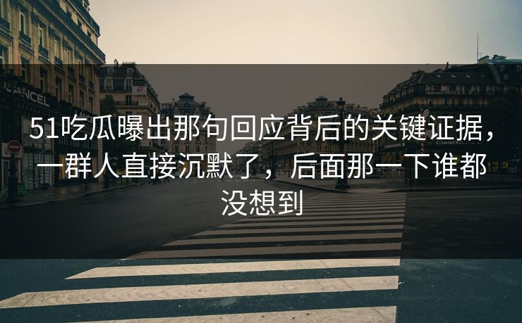 51吃瓜曝出那句回应背后的关键证据，一群人直接沉默了，后面那一下谁都没想到  第1张
